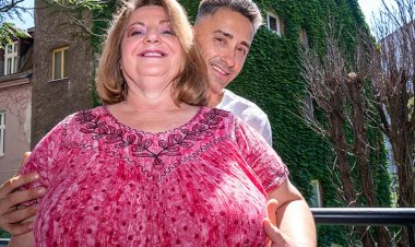 Huge breasted mature BBW fucking a muscled younger man