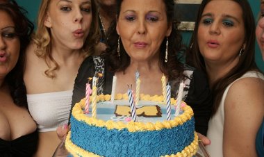 Its an Old and Young Lesbian Birthday Party - Mature.nl