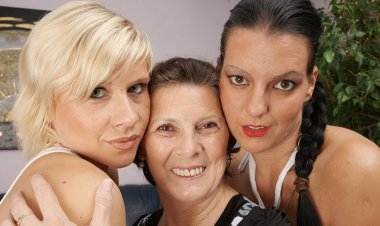 Three Naughty Old and Young Lesbians Do It on the Couch - Mature.nl