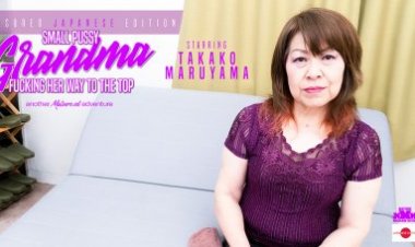 Japanese small pussy grandma fucking her way to the top