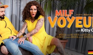 MILF Kitty Core catches a voyeur at home and shows him stuff he never forgets