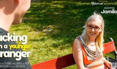 Mature Jamila fucking and sucking a younger guy at home