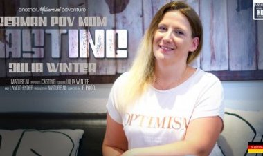 POV casting fucking and sucking with German mom Julia Winter