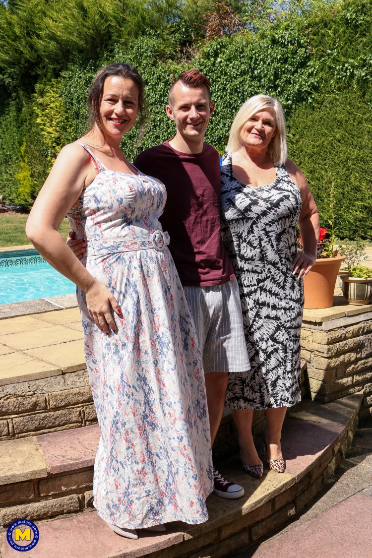 Two curvy mature ladies seduce a naughty toyboy