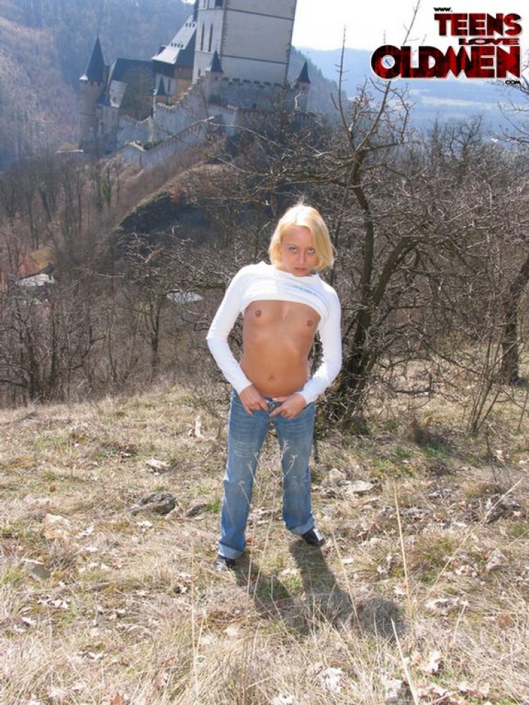 teeny spreads her cunt over a mature man