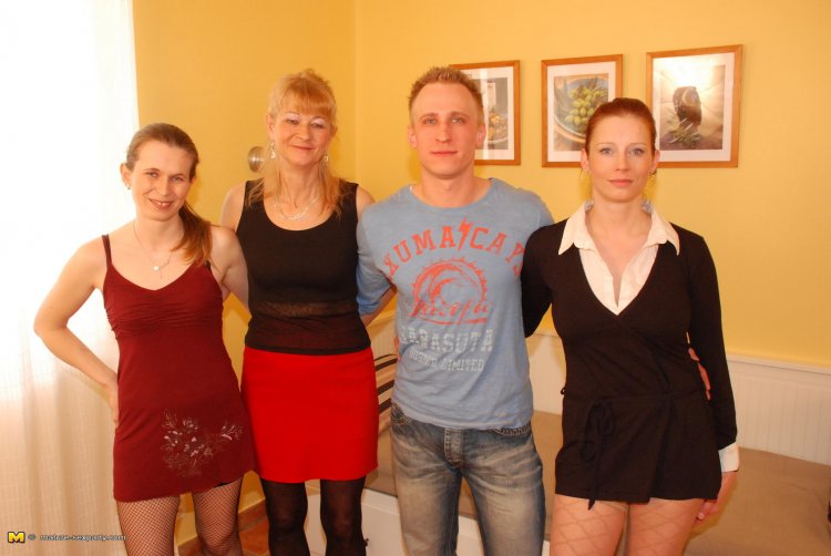 One dude to fuck three mature ladies