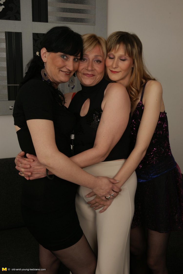 Three old and young lesbians get ready to party