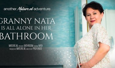 Modern Grandma Nata loves to play with her dildo and her pussy in the bathroom