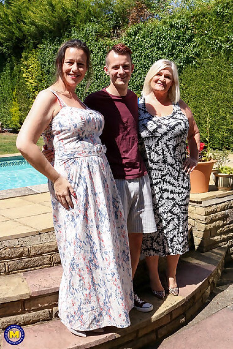 Two curvy mature ladies seduce a naughty toyboy