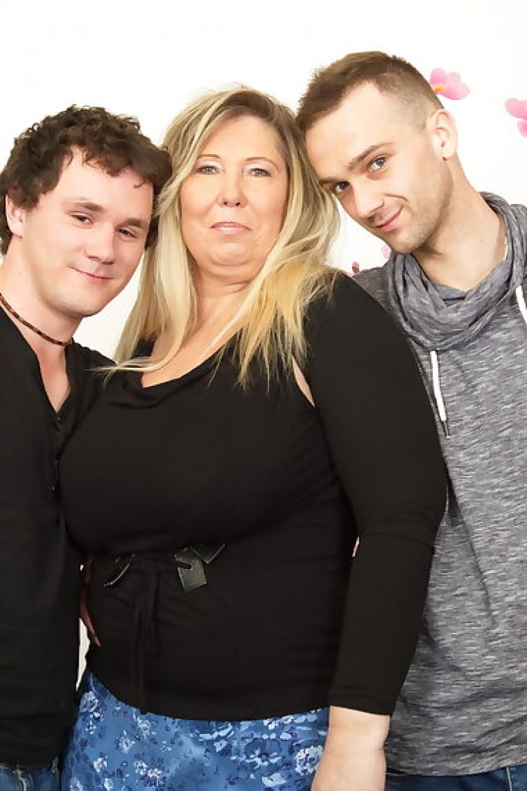 Big breasted bbw taking on two hard cocks