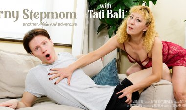Mature Tati Bali does her stepson at home while her husbands at work