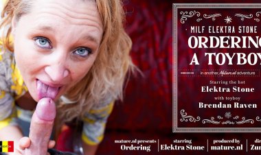The delivery guy winds up fucking nympho MILF cougar Elektra Stone with her big natural tits