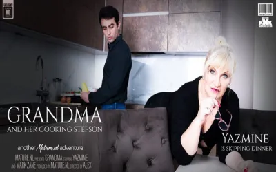 Cooking toyboy gets seduced by curvy big butt grandma Yazmine