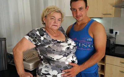 Curvy Granny Sucking and Fucking a Way Younger Dude - Mature.nl