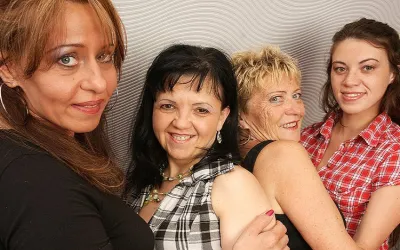 Four Naughty Old and Young Lesbians Getting Wet - Mature.nl