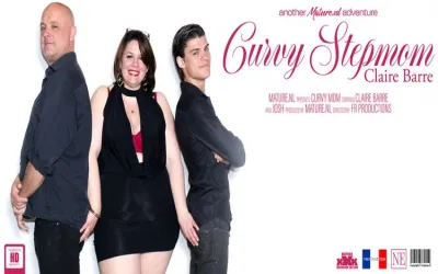 Fucked by a father and a son in one day, curvy big butt stepmom Claire Barre does them all