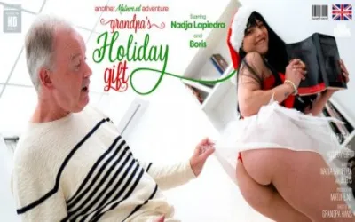 Grandpa's wet, horny and young holiday gift is ready for him