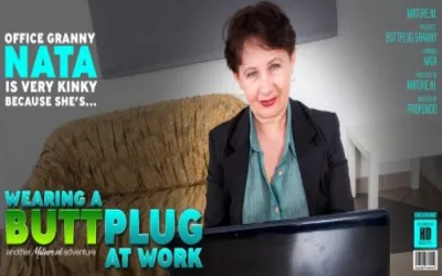 Granny Nata is wearing a buttplug at the office