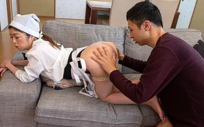 Hairy Japanese mom fucking her younger client