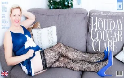 Holiday cougar Clare is fooling around with her present