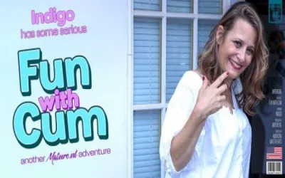 Horny MILF Indigo has fun with cum