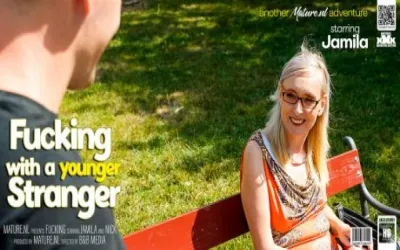 Mature Jamila fucking and sucking a younger guy at home