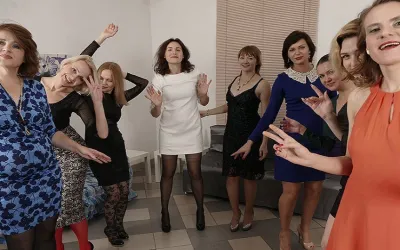 Nine Horny Women Have a Sex Party and Share One Lucky Guy - Mature.nl