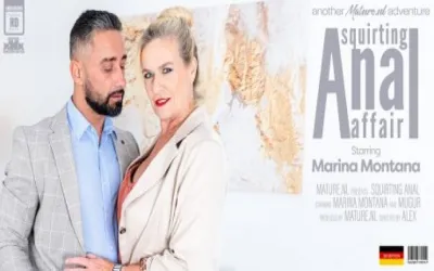 Squirting pussy pierced MILF Marina Montana goes anal until she squirts