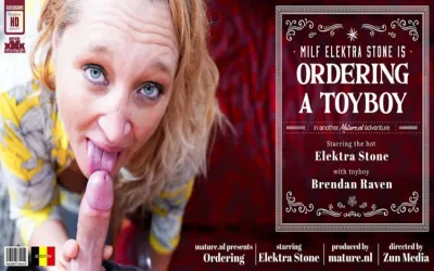 The delivery guy winds up fucking nympho MILF cougar Elektra Stone with her big natural tits