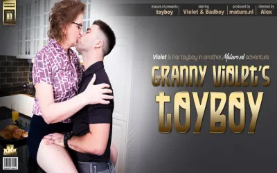 This bad boy is fucking horny shaved granny Violet C. in her own house