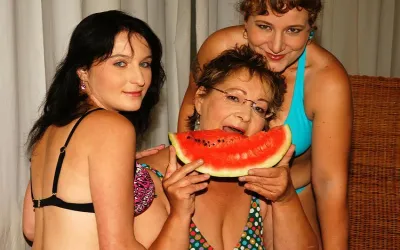 Three Old and Young Lesbians Getting Wet - Mature.nl