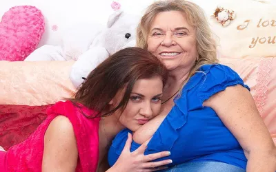 Two Hot and Steamy Old and Young Lesbians Getting Wet - Mature.nl