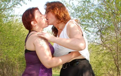 Two Old and Young Lesbians Go at outside in the Woods - Mature.nl