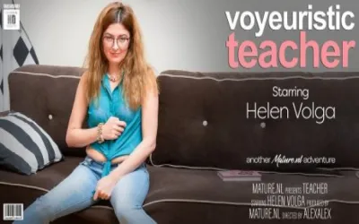 Voyeuristic teacher plays with her hairy pussy